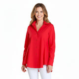 Swing Pocket Shirt with High-Low Hem in Red - 3778B-RD