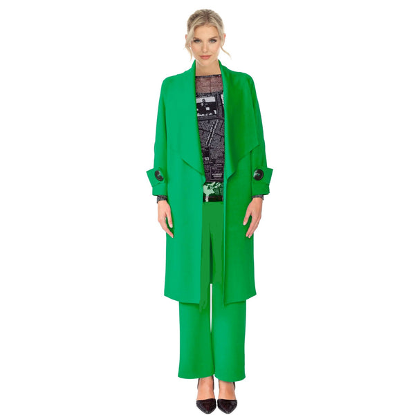 IC Collection Wide Straight Leg Pant in Green - 4561P-GRN - Size S Only!