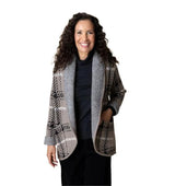 Taupe Plaid Shawl-Collar Cardigan - 87227-DRFT
