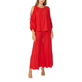 Flowing Wide Leg Pant in Red - 7632P-RD