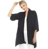 Textured Silk Blend Kimono Jacket in Black - 0917SSB