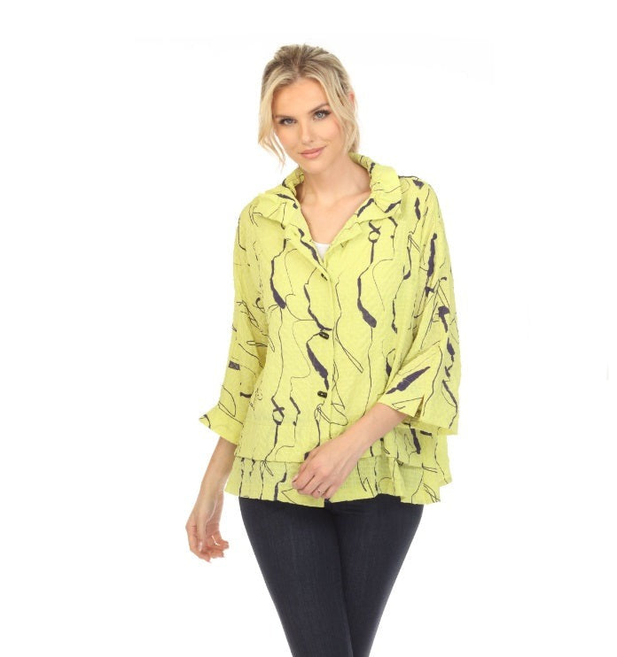 Moonlight Abstract-Print Jacket in Lime - 3662