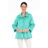 Solid Shimmery Button Front Jacket in Mint - 4741-MN