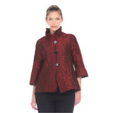 Jacquard Ruffle Collar Jacket In Red - 2455TAF-RD