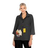 Textured Button-Front Shirt Jacket in Black - 3542-BK