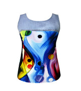 Denim-Print Mesh Twin Set In Multi - 31082