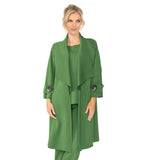 Techno Knit Long Open Front Jacket in Hunter Green - 4585J-HNT