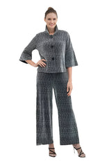 Sequin Textured Pull-On Pant in Silver - 1226-SLV