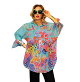 Abstract Print Big Shirt in Multi - FRBS-323-VT
