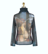 Guitars & Denim Print Mesh Twin Set - 31429-BLU - Size XXL Only!