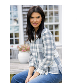 Short Plaid Pocket Shirt in Winter White - 40790-WWT - Size XS Only!