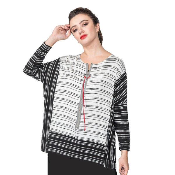 IC Collection Two-Tone Soft Stripe Knit Tunic - 4179T - Size S