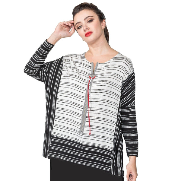 IC Collection Two-Tone Soft Stripe Knit Tunic - 4179T - Size S