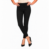 Paris "Jane" Skinny Leg Jeans with Back Pockets in Black - JANE-BK