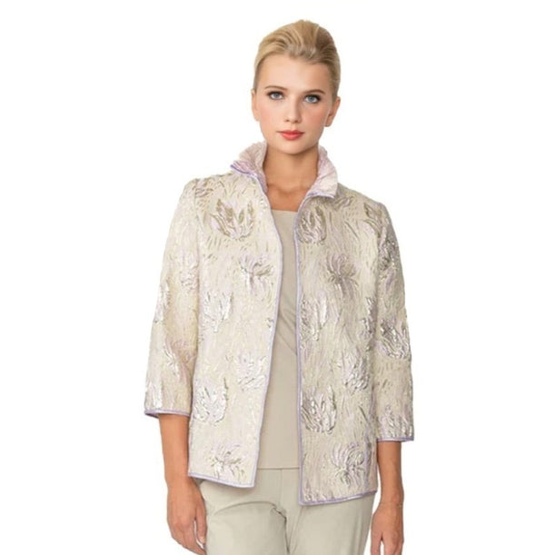 IC Collection Metallic Floral Jacquard Jacket in Champagne - 4672J-CPG