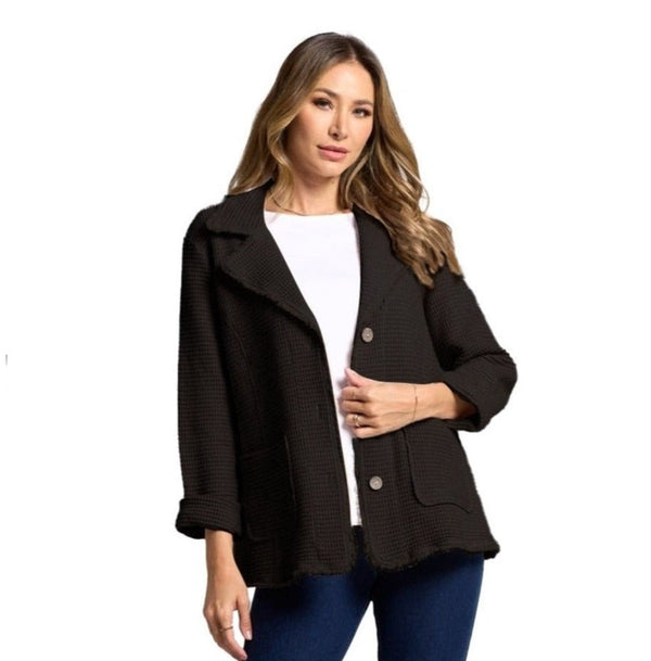 Focus Small Waffle Blazer Style Jacket in Black - SW222-BK - Size M Only!