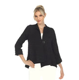 Solid Asymmetric Jacket in Black - 4507J-BLK - Size XL Only!