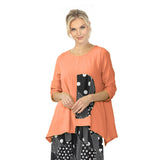 Polka-Dot Trim Asymmetric Tunic in Carrot - 7068T-CRT