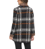 Plaid Shawl-Collar Cardigan - 87227-BLK