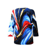 Wave-Print V-Neck Top - 27871