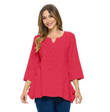 EMBROIDERED Cotton VOILE Tunic Top in Fruit Punch - EC423-FRT - Size M Only!