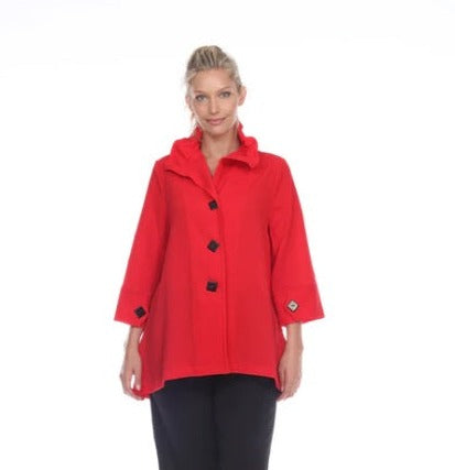 Moonlight Easy Button Front Swing Blouse/Jacket in Red - 3035 SOL