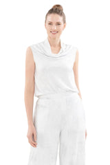 Crinkled Sleeveless Drape Neck Top - 903T