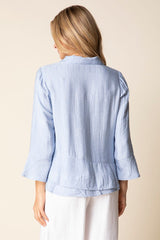 Soft Rayon Jacquard Flounce Shirt - 30713