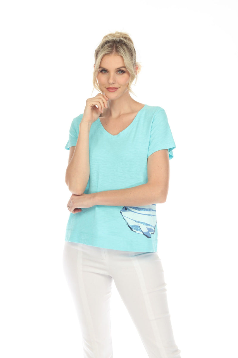Escape by Habitat Striped Fish Tee in Turquoise - 48100-TQ