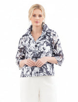 Floral Burnout Short Jacket - 2482-NVY