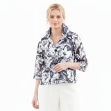Floral Burnout Short Jacket - 2482-NVY