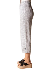 Textured Stripe Pucker Weave Capri in White/Black - 22776