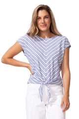 Seaport Stripe Tie Front Top - 32353