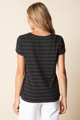 Shadow Stripe Short Sleeve Top - 30013