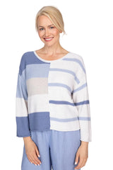 Color Block Split Stripes Sweater - 820702