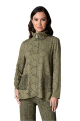 Core Travel Knit Circles & Dot Print Zip Jacket - 55533
