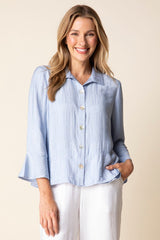 Soft Rayon Jacquard Flounce Shirt - 30713