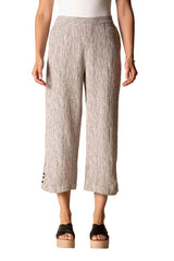 Crinkle Crepe Stripe Pleat Button Capris - 22776