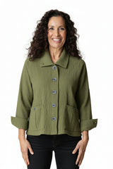 Stretch Cordutoy Button-Front Jacket - 45115