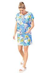 Tropical Print Kaftan Dress in Floral Riviera - 82350-RV - Size S