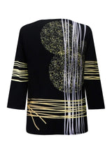 "Golden Dots & Lines" Print V-Neck Top - 30111 - Sizes XL & 1X Only!