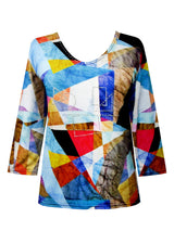 Patch Play V-Neck Print Top - 33627