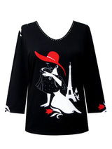 Red Hat Paris V-Neck Print Top - 34269