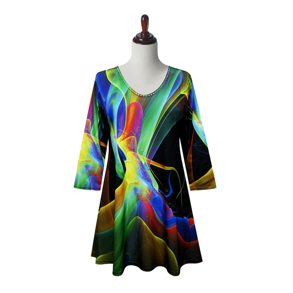 Valentina Geometric V-Neck Print Tunic in Multi - 26030-TU - Size M Only!