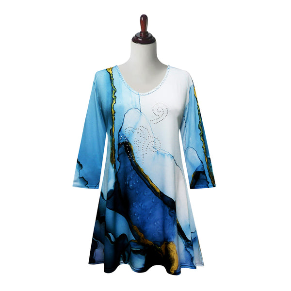 Valentina Splash Print Tunic in Gold/Blue - 26311-TU