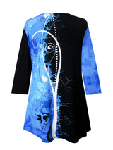 "Modern Flair" Print V-Neck Tunic in Blue - 31294-TU