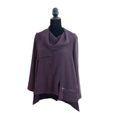 Draped Cowl Neck Tunic Top in Purple - 7727-PPL - Size M