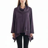 Asymmetric Textured Cowl-Neck Tunic in Purple - 7727-PPL - Size M Only!