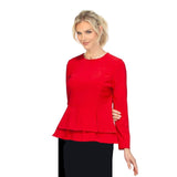 Tiered Peplum Top in Red - 7233T-RD