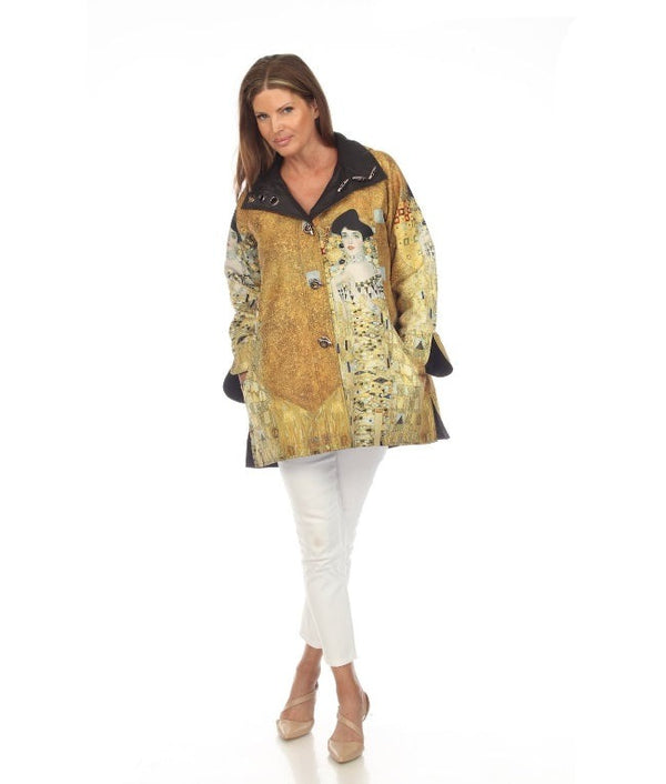 Lindi Klimt Inspired Reversible Lady in Gold Raincoat - J4239